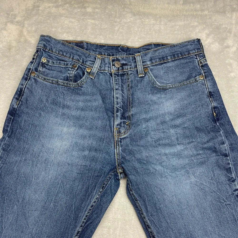 Levi's Jeans Mens 34x32 Blue Denim 527 Stretch Faded Mid Rise Slim Bootcut Leg